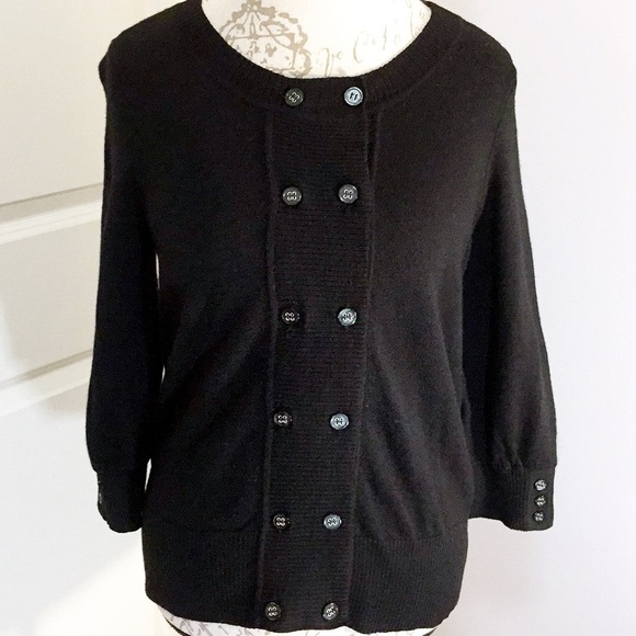 SARAH SPENCER Italian Merino Wool Cardigan - Black - Sarah Spencer - Picture 1 of 7